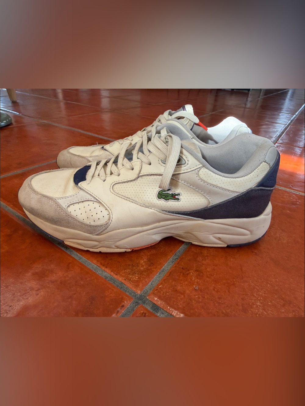 Lacoste Men's Beige and Navy Sneakers